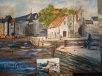 Schilderij Honfleur, olieverf op doek, nieuw., Antiek en Kunst, Ophalen
