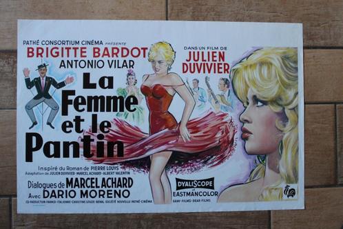 filmaffiche Brigitte bardot la femme et le pantin filmposter, Verzamelen, Posters, Zo goed als nieuw, Film en Tv, A1 t/m A3, Rechthoekig Liggend