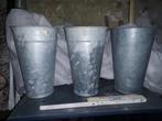 Lot de 3 vases seaux zinc fleuriste, Jardin & Terrasse, Pots de fleurs, Comme neuf, Enlèvement ou Envoi