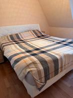 Dubbel Bed, Huis en Inrichting, Slaapkamer | Bedden, Ophalen, Gebruikt, Beige, Tweepersoons