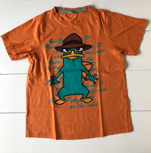 oranje t-shirt Phineas & Ferb 158 164 Agent P, Kinderen en Baby's, Kinderkleding | Maat 158, Gebruikt, Jongen, Shirt of Longsleeve