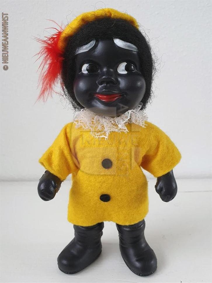 Authentieke vintage etalage zwarte Piet pop - 20cm, geel, Diversen, Sinterklaas, Verzenden