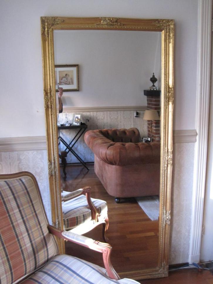 Zeer Chique!! Old-Gold "Facet" 183x83 Unieke "Barok" Spiegel, Huis en Inrichting, Woonaccessoires | Spiegels, Zo goed als nieuw