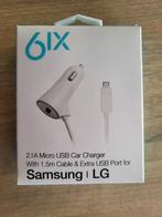 6IX 2.1A MICRO USB AUTOLADER 6 Euro, Autos : Divers, Accessoires de voiture, Enlèvement ou Envoi, Neuf