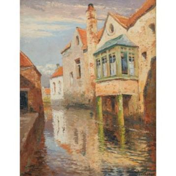 Kanaalgezicht in de binnenstad (Willem Delsaux 1862-1945) beschikbaar voor biedingen