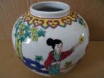 Vaas Chinese vaas vintage aardewerk vaas handbeschilderd, Minder dan 50 cm, Ophalen of Verzenden, Zo goed als nieuw, Overige kleuren