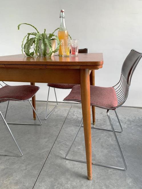 VINTAGE UITSCHUIFBARE EETTAFEL - JAREN '60, Maison & Meubles, Tables | Tables à manger, Utilisé, Enlèvement