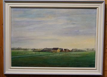 Fries landschap Boerderij Koeien Makkinga olieverf H de Jong beschikbaar voor biedingen