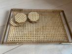 Vintage stijlvol plateau met 12 onderzetters, Ophalen, Gebruikt, Metaal
