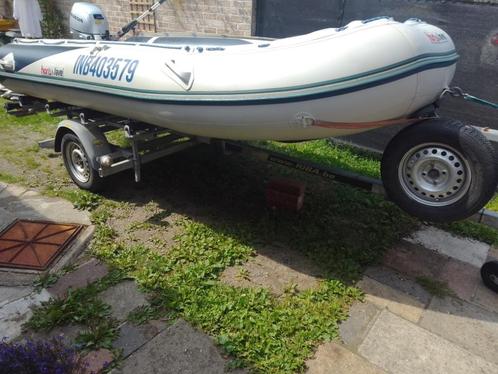 Boot 4 meter + motor+trailer, Watersport en Boten, Rubberboten, Gebruikt, Overige merken, Aluminium, Minder dan 70 pk, Benzine