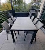 Tafel (keramisch blad ) en 6 stoelen + beschermhoes, Tuin en Terras, Tuinsets en Loungesets, Ophalen, Zo goed als nieuw