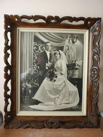 Art Nouveau - Cadre avec photo d'un jeune couple marié - Pho