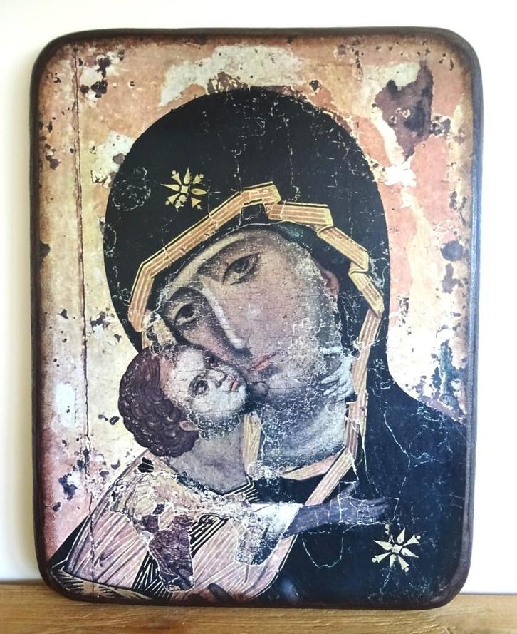 Moeder Gods van Vladimir. Super groot: 63 cm hoog, Antiek en Kunst, Antiek | Religieuze voorwerpen, Ophalen of Verzenden