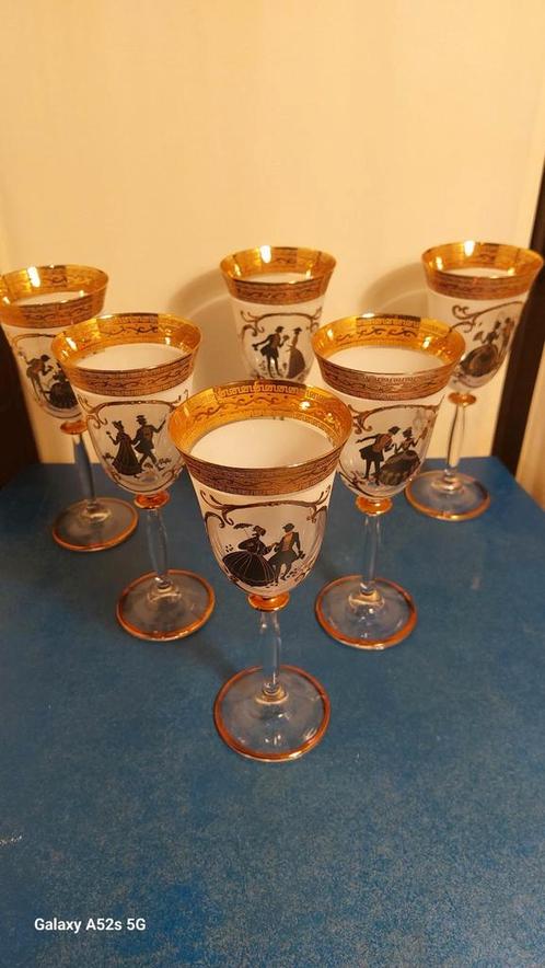 Bohemia Gold wijnset., Antiek en Kunst, Antiek | Glaswerk en Kristal, Ophalen of Verzenden