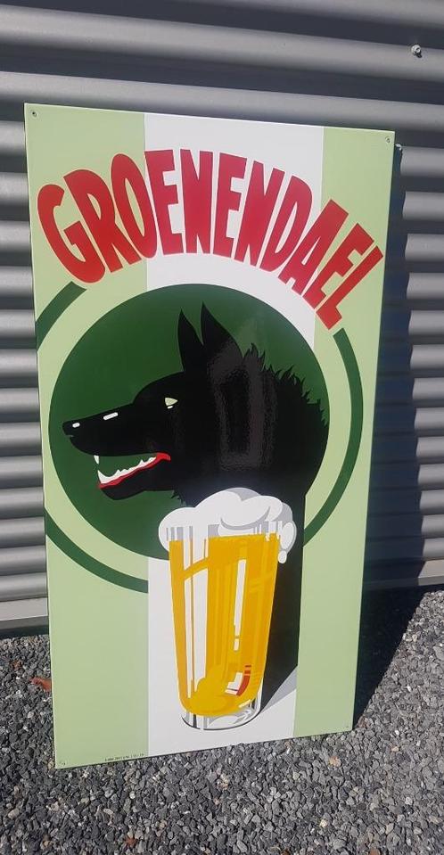 Groenendael bier emaillen reclame bord retro decoratie, Verzamelen, Merken en Reclamevoorwerpen, Zo goed als nieuw, Reclamebord