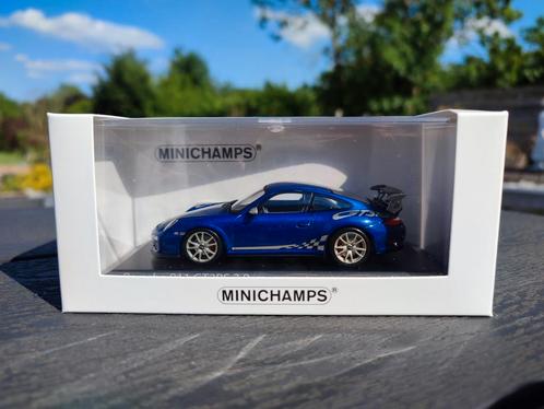 Porsche 911 997 GT3 rs minichamps 1/43 (blauw/zilver), Hobby en Vrije tijd, Modelauto's | 1:43, Zo goed als nieuw, Auto, MiniChamps
