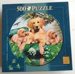 Golden Retriever ronde puzzel, Ophalen of Verzenden, 500 t/m 1500 stukjes, Gebruikt, Legpuzzel