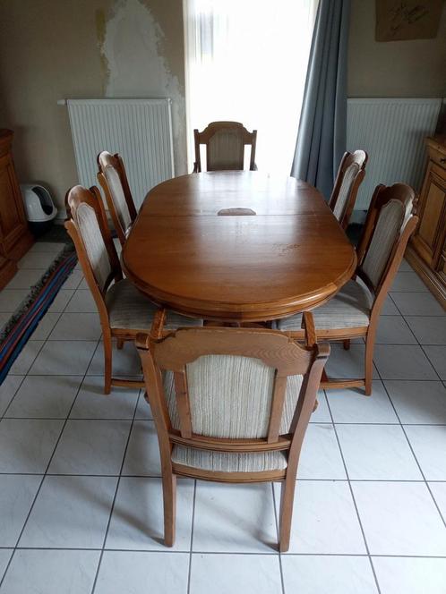 Salle à manger en bois massif, Huis en Inrichting, Complete eetkamers, Gebruikt, 4 tot 6 stoelen, Ophalen