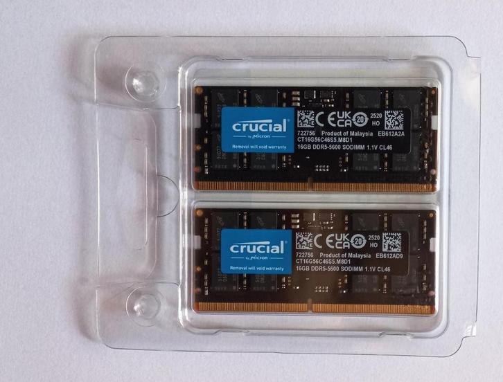 2 nieuwe 8Gb 5600Mhz DDR5-sticks, Computers en Software, RAM geheugen, Nieuw, Laptop, 16 GB, DDR5, Ophalen of Verzenden