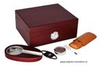 H73  HUMIDOR STARTSET GIFTSET MET ASBAK LEREN KOKER KNIPPER, Verzamelen, Verzenden, Nieuw, Tabaksdoos of Verpakking