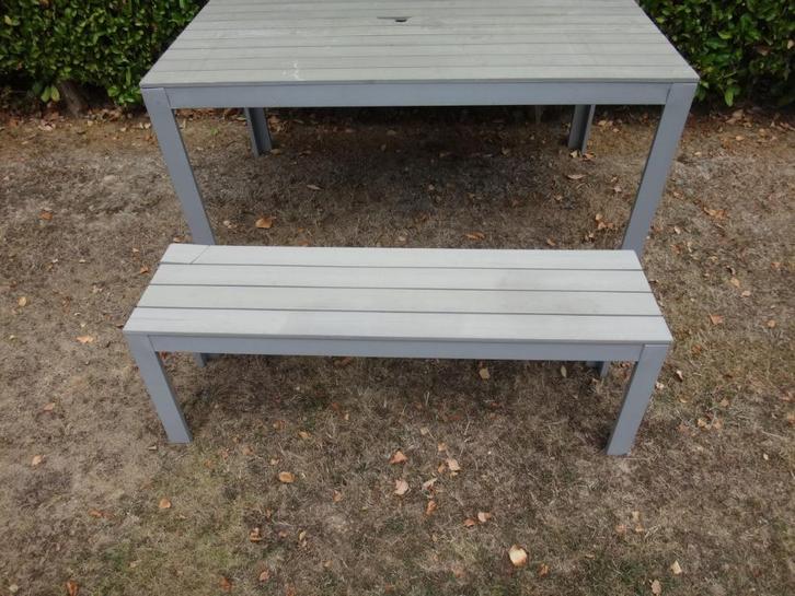 Tuintafel en planken, Tuin en Terras, Tuintafels, Gebruikt, Rechthoekig, Ophalen