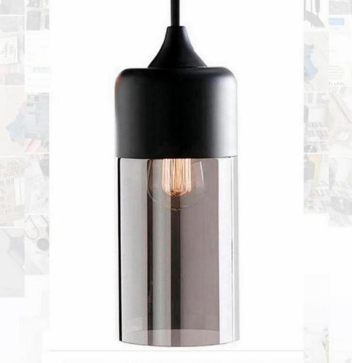 Hanglamp E27 Zwart SMOKE Hang-lamp Glas 30CM lang Nieuw, Huis en Inrichting, Lampen | Losse lampen, Nieuw, E27 (groot), Ophalen of Verzenden