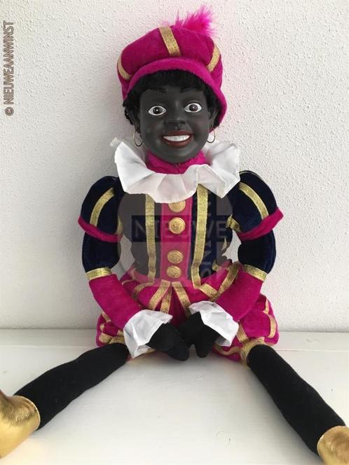 Authentieke V&D etalage zwarte Piet pop - 60cm, roze/blauw, Divers, Saint-Nicolas, Comme neuf, Envoi