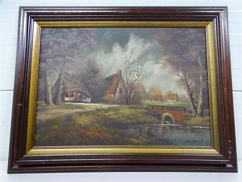 A5080 Boederij tafereel schilderij, Antiek en Kunst, Kunst | Schilderijen | Klassiek, Ophalen of Verzenden