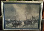 Emile Lammers peintre belge  huile sur toile paysage marin, Ophalen