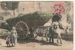 carte postale ancienne de charrette et cheval avec cachet, v, Affranchie, France, Enlèvement ou Envoi, Avant 1920