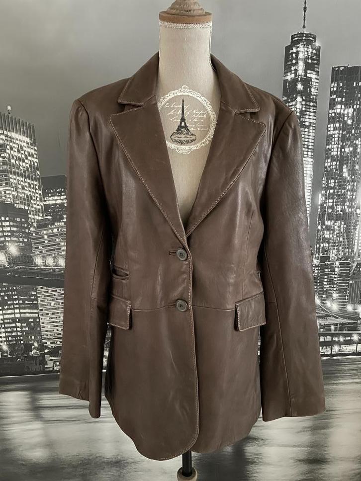 prachtige lederen jas - zo goed als nieuw 40-42, Kleding | Dames, Jasjes, Kostuums en Pakken, Zo goed als nieuw, Jasje, Maat 42/44 (L)