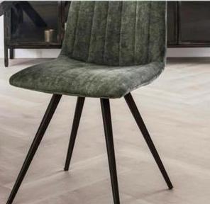 Set van 6 eetkamerstoelen Stitch – groen velvet – als nieuw beschikbaar voor biedingen