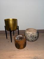 Decoratieset: bloempotten, kandelaars & waxinelichthouders, Tuin en Terras, Bloempotten, Ophalen, Zo goed als nieuw