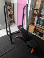 Rack à squat et développé couché solide + banc inclinable, Ophalen, Zo goed als nieuw
