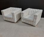 2x Design zetel type Chesterfield in leer, Huis en Inrichting, Ophalen, Zo goed als nieuw, Leer