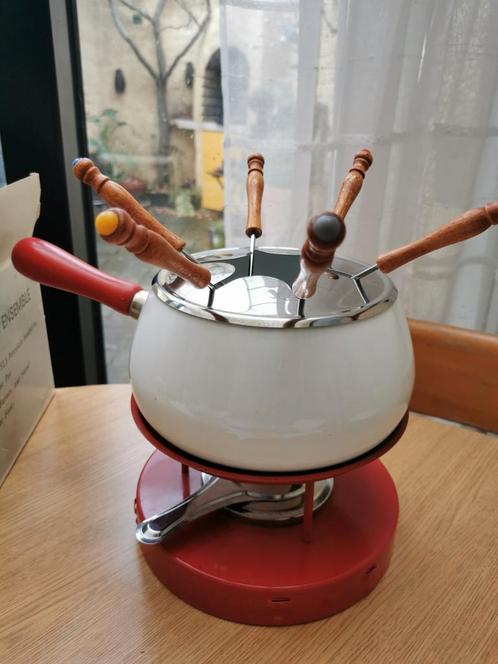 Vintage fondue set met 6 vorkjes, Elektronische apparatuur, Fonduesets, Gebruikt, Fondueset, Brander, Ophalen of Verzenden