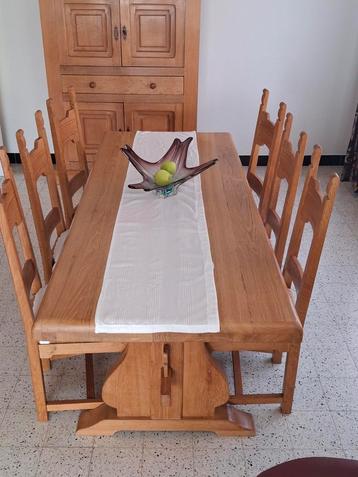 Table à manger en chêne massif avec chaises., Maison & Meubles, Tables | Tables à manger, Enlèvement