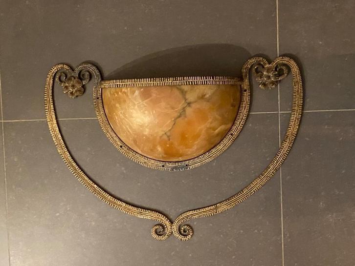 Muurlamp Art Deco smeedwerk Albast, Antiek en Kunst, Antiek | Verlichting, Ophalen