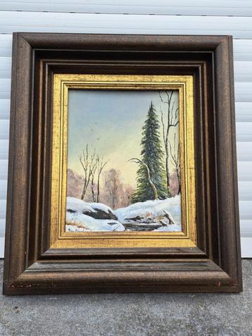 huile sur toile cartonne  paysage enneige signe breedam beschikbaar voor biedingen