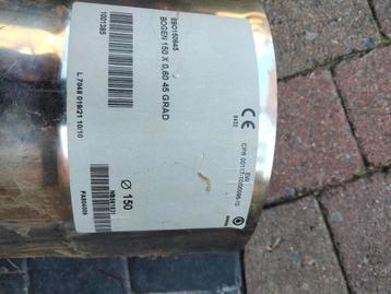 Inox bocht voor roofafvoer of ventilatie 150 mm /45 beschikbaar voor biedingen