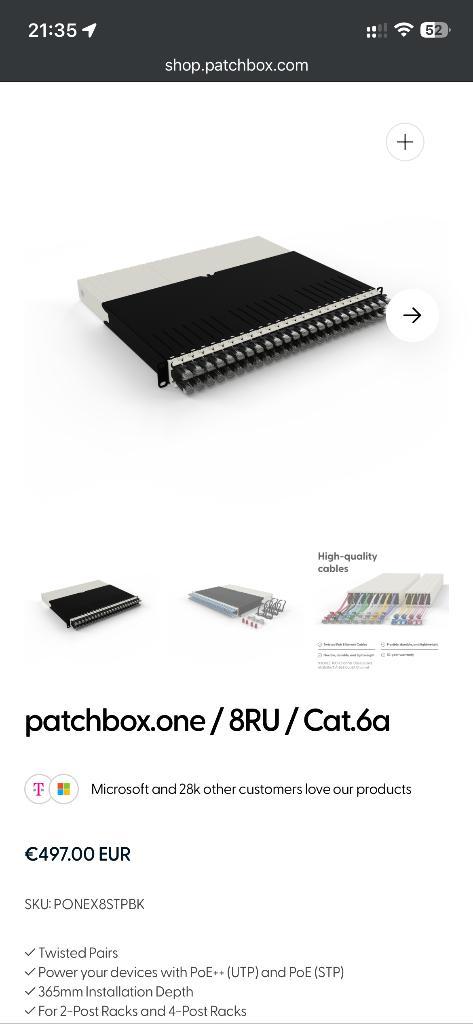 Patchbox RJ45 cat6 19" size, super handy, Computers en Software, Pc- en Netwerkkabels, Ophalen of Verzenden
