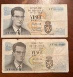 2 x Bankbiljet 20 Belgische frank 15.06.64, Postzegels en Munten, Ophalen of Verzenden, Setje