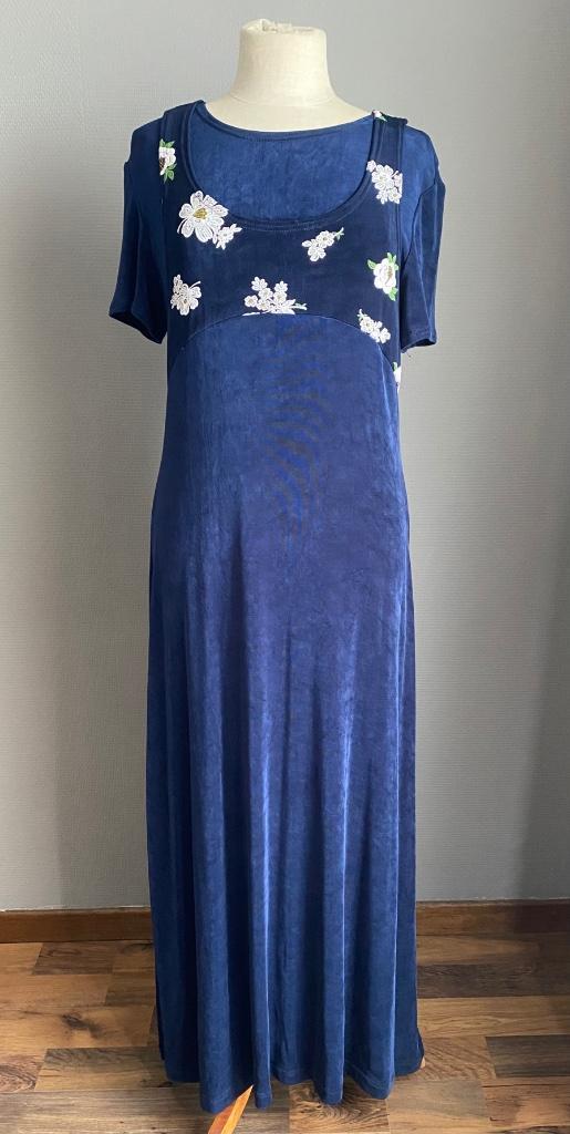 Donkerblauwe lange jurk Joseph Ribkoff maat 42, Kleding | Dames, Jurken, Zo goed als nieuw, Maat 42/44 (L), Blauw, Onder de knie