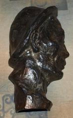 Bronzen muurhanger mijnwerker., Antiek en Kunst, Ophalen of Verzenden
