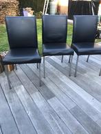 6 Lederen stoelen, Huis en Inrichting, Stoelen, Ophalen, Gebruikt, Zwart, Leer