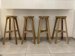 Houten krukken, Huis en Inrichting, Barkrukken, Ophalen, 60 tot 90 cm, Zo goed als nieuw, 4 krukken