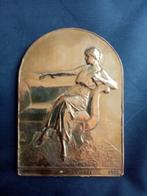Plaquette dorée bronze Art Nouveau  Godfroid Devreese 1915s