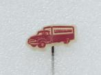 SP2309 Speldje Lekkerland vrachtwagen rood, Collections, Broches, Pins & Badges, Utilisé, Enlèvement ou Envoi