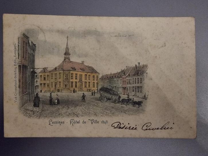 Carte postale Lessines - Hôtel de Ville 1848 - 1902, Verzamelen, Postkaarten | België, Gelopen, Henegouwen, Voor 1920, Ophalen of Verzenden