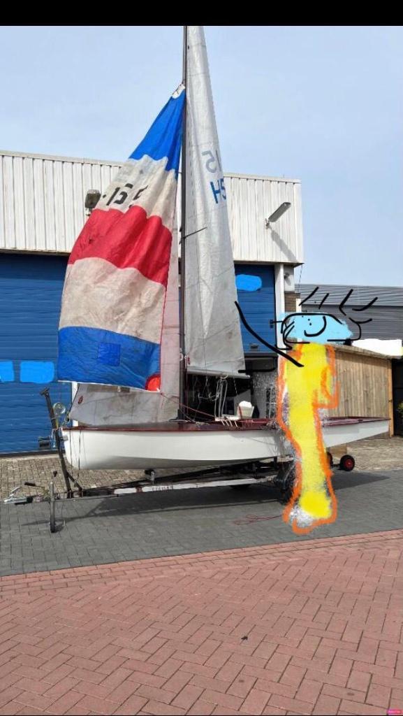 Stoere Hornet zeilboot met trailer, Watersport en Boten, Open zeilboten, Gebruikt, 3 tot 6 meter, Polyester, Geen motor, Overige brandstoffen